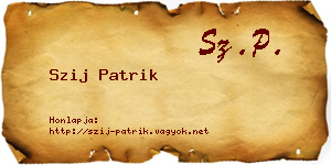 Szij Patrik névjegykártya